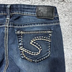 Silver Jeans Womens 28 Aiko Bootcut Dark Wash Big Stitch Embroidered Denim Rodeo